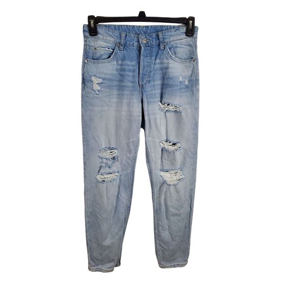H&M Denim - H&M Jeans 2 Womens Light Wash Skinny Leg Button Fly High Rise Boyfriend Low Wais